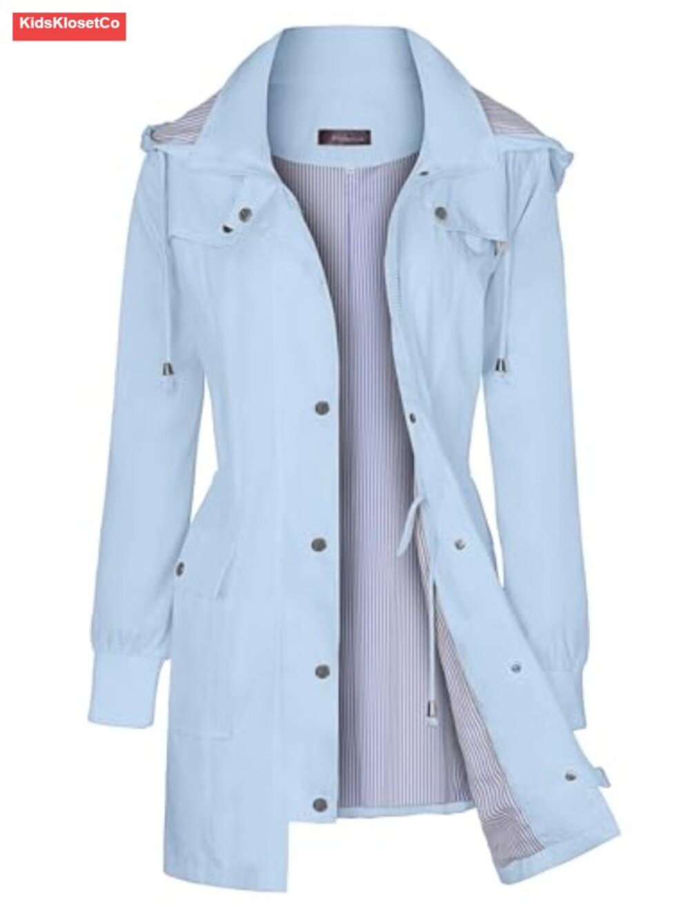 Women's Waterproof Rain Jacket Lightweight Windbreaker Hooded Striped Coats - Picture 1 of 6